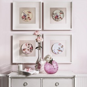 Create a stylish display by using plates which costs a few pence..